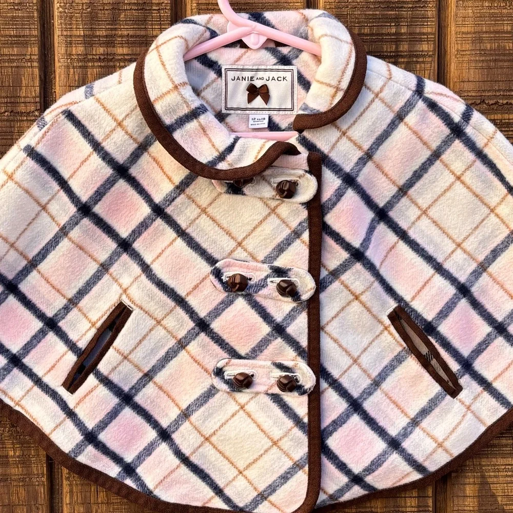 Janie and Jack Plaid Wool Blend Cape Poncho